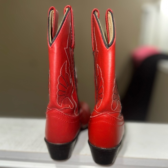 Kids Red Leather Cowboy Boots - Picture 6 of 8
